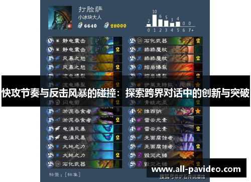 快攻节奏与反击风暴的碰撞：探索跨界对话中的创新与突破